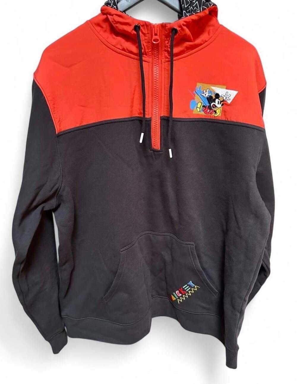 Disney Mickey Mouse Half Zip Pullover Hoodie Black Red